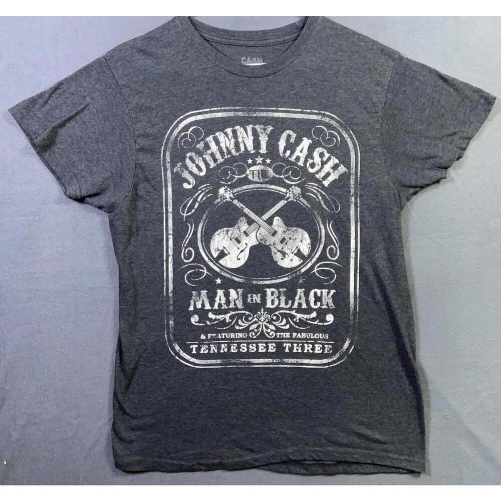 Johnny Cash Man in Black t shirt mens size large gray euc e1350 Tennessee Three